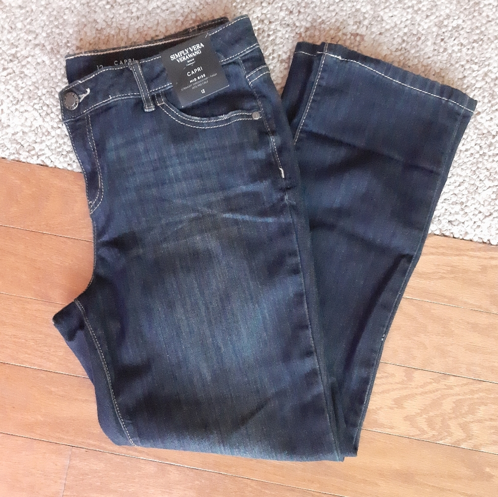 NWT Simply Vera Vera Wang Mid Rise Capri Jeans size 12 - Picture 2 of 13